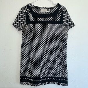 Anthropologie postmark black & white basket weave tunic top M